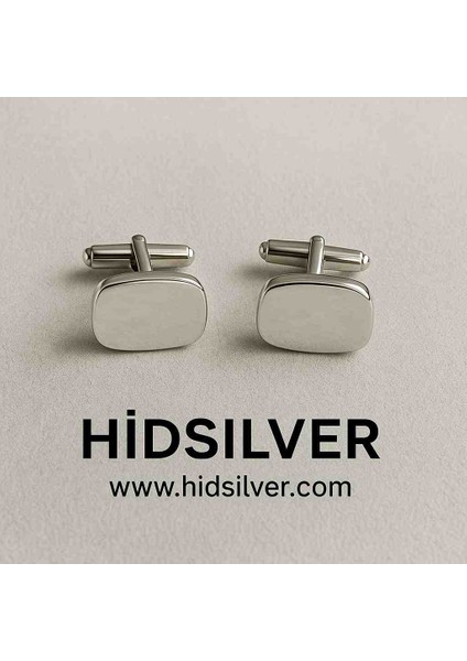 Isim ve Harf Yazılabilen Kare Oval Kesim Sade Kol Düğmesi