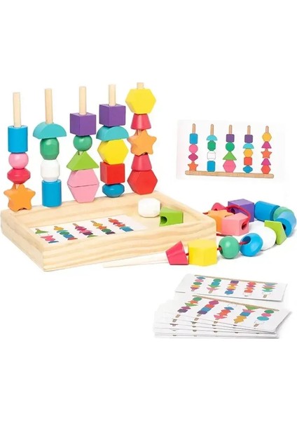 Montessori Ahşap Oyuncaklar Renk Şekli Eşleşen Bulmaca Oyunu Renkli Boncuklu Renk Biliş Erken Eğitim Oyuncakları Çocuklar Için Hediye Renk: Depolama Tahtası ile (Yurt Dışından)