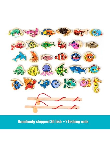 Montessori Ahşap Manyetik Balıkçılık Oyuncakları Bebek Karikatürü Marine Yaşam Biliş Balık Oyunları Eğitimi Ebeveyn-Çocuk Interactivecolor: 15 Pcs (Yurt Dışından)