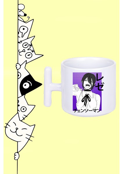 Kobeni Higashiyama Karakter Anime Chainsaw Man Karakter Tasarım Baskılı Beyaz T Sap Kupa Bardak