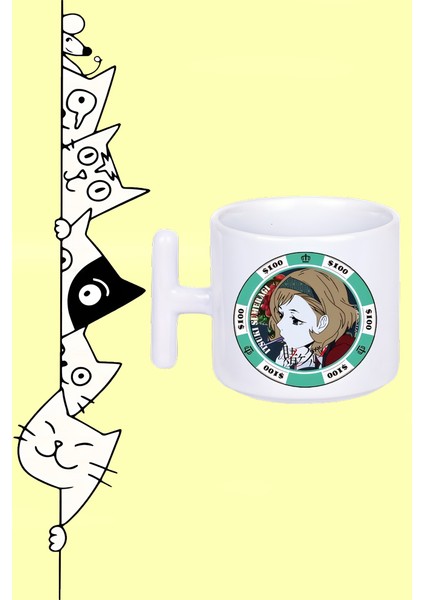 Itsuki Sumeragi Karakter Anime Kakegurui Tasarım Baskılı Beyaz T Sap Kupa Bardak