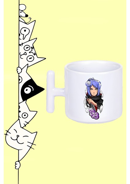 Konan Karakter Anime Naruto Tasarım Baskılı Beyaz T Sap Kupa Bardak