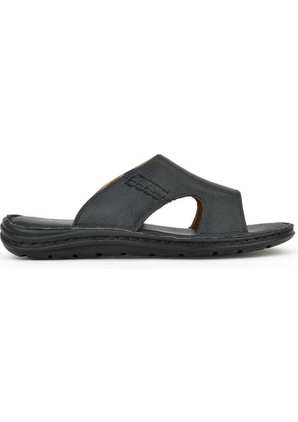 , Erkek Hakiki Deri Konfor Terlik 1511052Z0321 Siyah