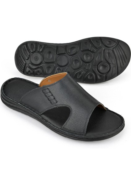 , Erkek Hakiki Deri Konfor Terlik 1511052Z0321 Siyah fırsatları