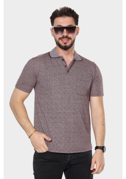 Erkek Baba Tişört Yakalı Cepli Desenli Model Klasik Kesim
