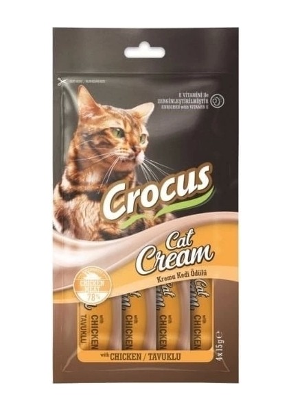 Crocus Tavuklu Sıvı Kedi Ödül Maması 15 gr 4 Adet