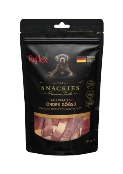Reflex Snackies Natural Tatlı Patatesli Ördek Göğsü Tahılsız Köpek Ödül Maması 170 gr