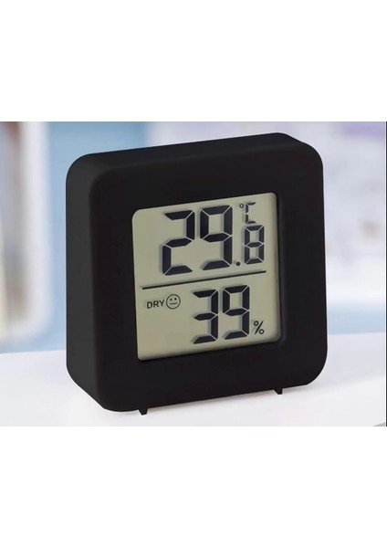 Mini LCD Dijital Sıcaklık Nem Ölçer Termometre Higrometre - Duvara Takılabilir Siyah