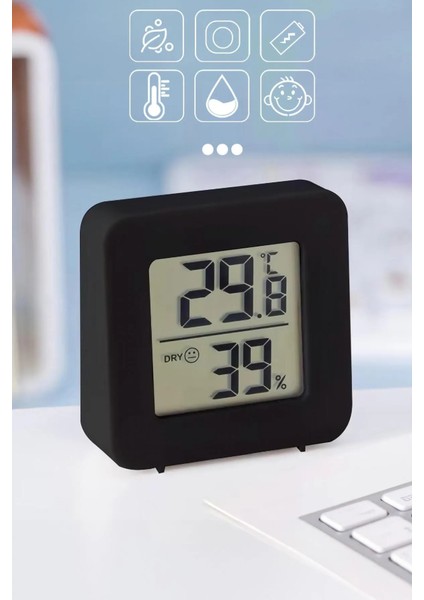 Mini LCD Dijital Sıcaklık Nem Ölçer Termometre Higrometre - Duvara Takılabilir Siyah fiyatları