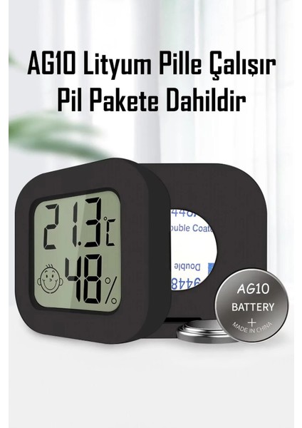 Mini LCD Dijital Sıcaklık Nem Ölçer Termometre Higrometre - Duvara Takılabilir Siyah fırsatları