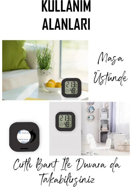 Mini LCD Dijital Sıcaklık Nem Ölçer Termometre Higrometre - Duvara Takılabilir Siyah indirimleri