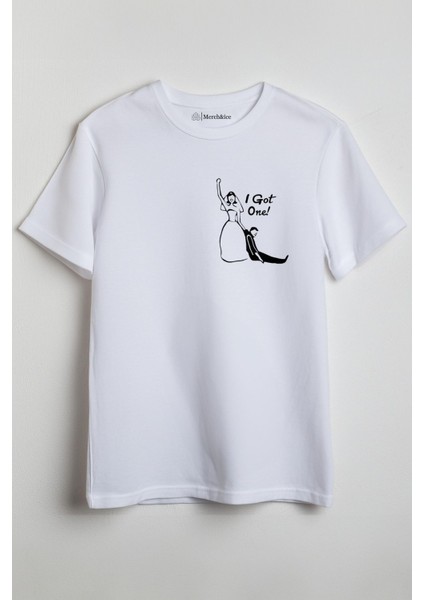 I Got One Bride And Groom Baskılı Unisex T-Shirt Beyaz