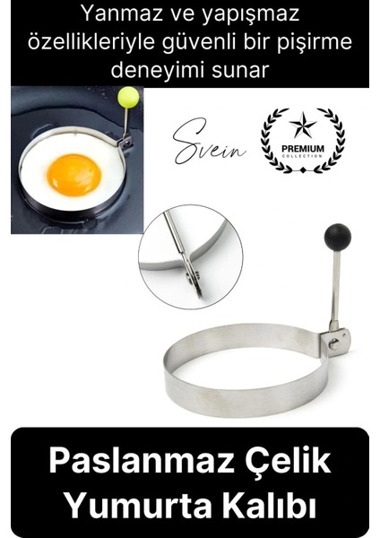 Premium Yanmaz Yapışmaz Paslanmaz Metal Yuvarlak Omlet Krep Kalıbı Tava Sahanda Yumurta Pankek