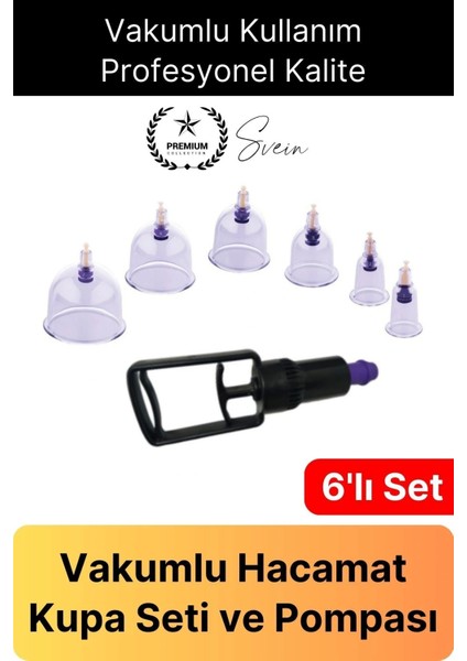 6'lı Kupa Vakumlu Masaj Aleti Hacamat Pompalı