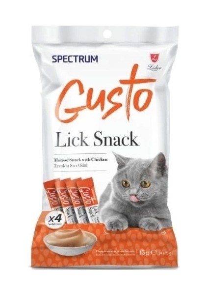 Spectrum Gusto Lick Snack Tavuklu Sıvı Kedi Ödül Maması 15 gr 4 Adet