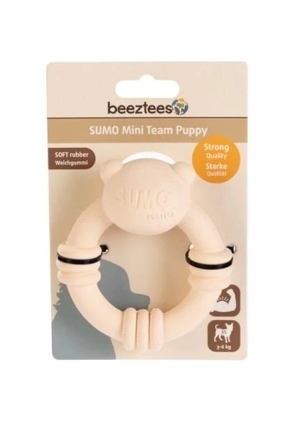 Beeztees Sumo Mini Dental Halka Şeklinde Kauçuk Köpek Oyuncağı Xsmall Krem 10 cm