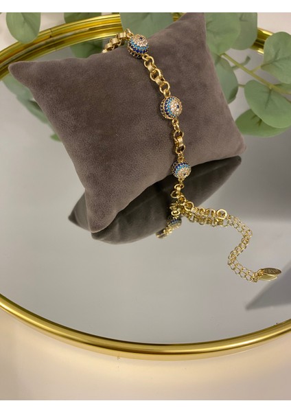 14 K Altın Kaplama Hediyelik Suya Dayanıklı Kadın Bileklik 17-19 cm Ayarlanabilir