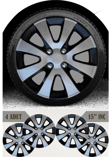 Hyundai I10 I20 I30 Sonata Matrix 15'' Inç Jant Kapağı 4 Adet Çift Renk 301