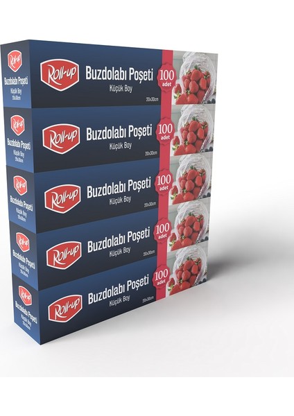 Roll- Up Küçük Boy Buzdolabı Poşeti 20x30cm 100'lü x 5 Paket (500 Adet)