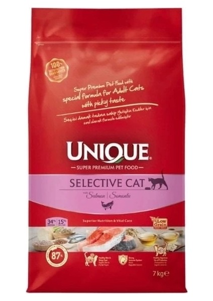 Unique Seçici Kediler Için Somonlu Yetişkin Kedi Maması 7 kg