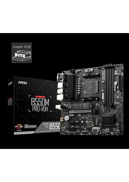 Msı B550M Pro-Vdh Ddr4 4400MHZ 1xvga 1xdmı 1xdp 2xm.2 USB 3.2 Matx Am4 (Amd 5000 ve 3000 Serisi Işlemci Uyumlu)