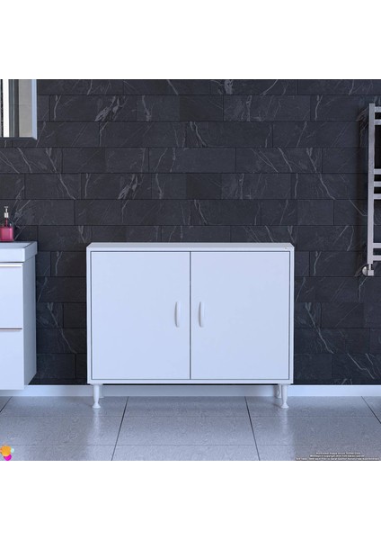 90X75X32,5 Cm’ Lik 2 Kapaklı 3 Göz Raf Dolap Organizatör Dolap Mutfak Dolabı Çok Amaçlı Dolap