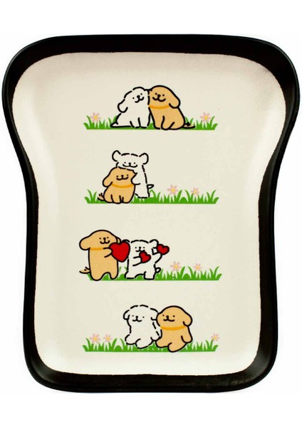 Iki Sevgili Puppy Tasarım Tost Tabağı - Kahvaltı Sunum Tabağı