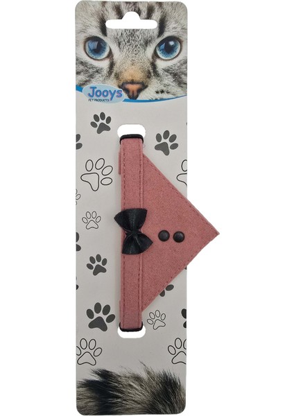 Kadife Zilli Fularlı Kedi Boyun Tasması Pudra