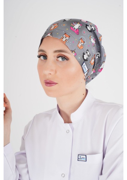 Tesettür Pandex Desenli Hemşire Doktor Medikal Hastane Cerrahi Aşçı Tesettür Bonesi