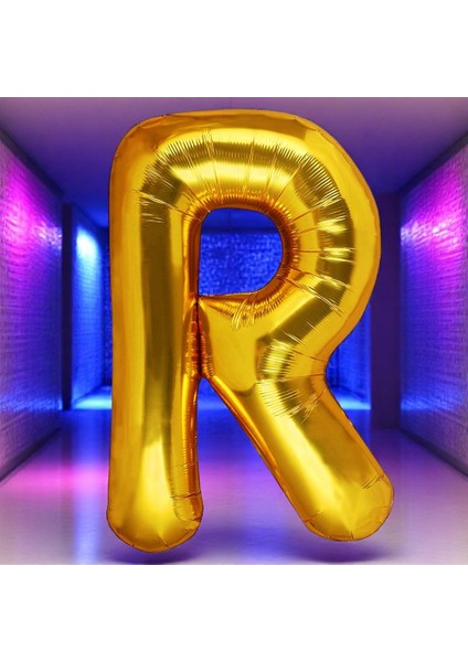 Vıp Yüksek Kalite 1 Metre Gold R Harfi Folyo Balon Gold R Harf Balon Helyum Gazına Uçan Balona Uygun