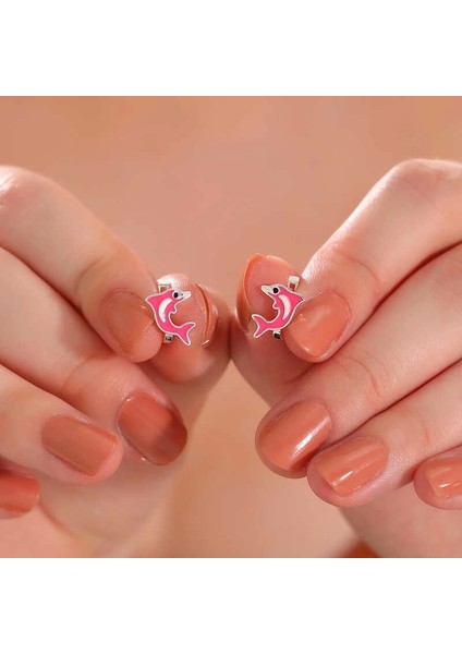 Gümüş Pembe Yunus Balığı Çocuk Küpesi fiyatları