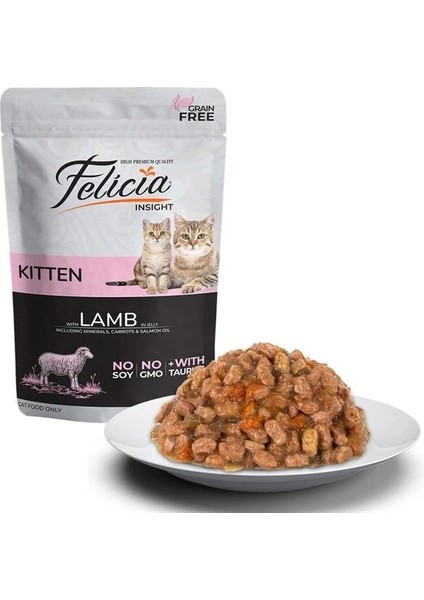 Felicia Tahılsız Kuzu Etli Pouch Yavru Konserve Kedi Maması 85 gr