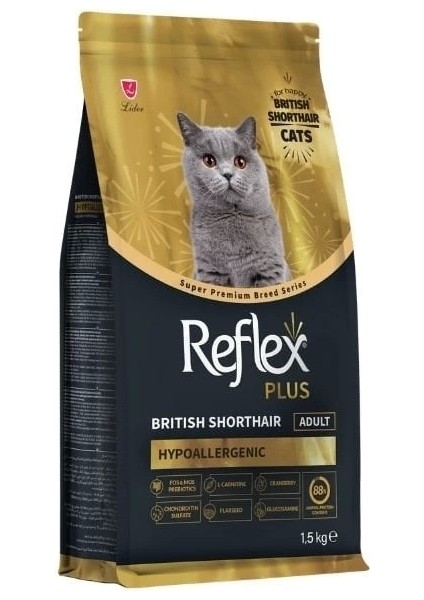 Reflex Plus British Shorthair Tavuklu ve Kızılcıklı Yetişkin Kedi Maması 1.5 kg