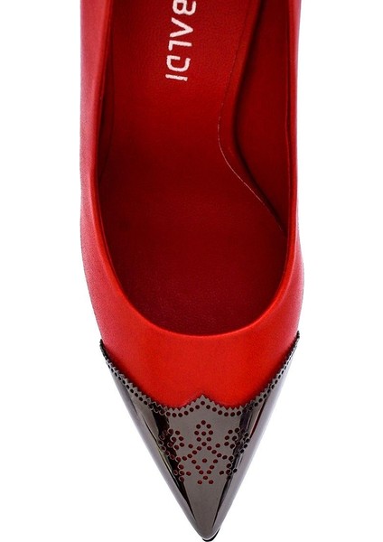 Sılan Kırmızı Hakiki Deri Kadın Stiletto & Abiye