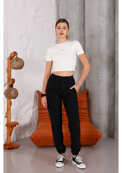 Kadın Ekru Bisiklet Yaka Crop T-Shirt - 169 fırsatları