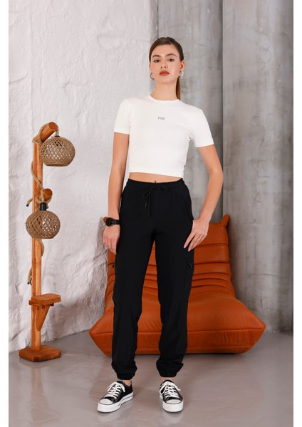 Kadın Ekru Bisiklet Yaka Crop T-Shirt - 169 modelleri