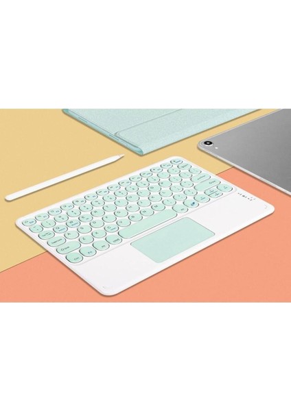 Bluetooth Kablosuz Klavye | Touchpadli, Tüm Tablet ve Telefon Uyumlu, Ios Android Windows Destekli