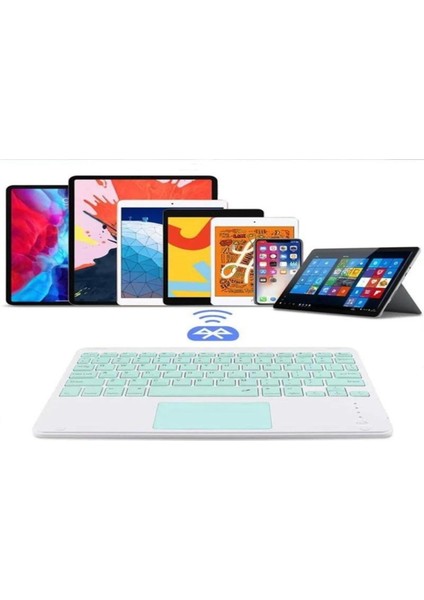 Bluetooth Kablosuz Klavye | Touchpadli, Tüm Tablet ve Telefon Uyumlu, Ios Android Windows Destekli
