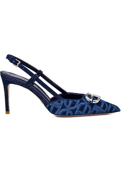 Midu Lacivert Tekstil Kadın Stiletto & Abiye