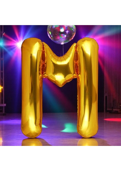 Vıp Yüksek Kalite 1 Metre Gold M Harfi Folyo Balon Gold M Harf Balon Helyum Gazına Uçan Balona Uygun