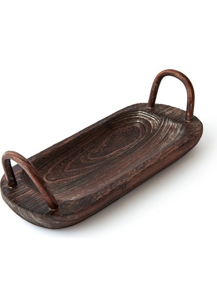 Bavola Kulplu Oval Tepsi - Küçük