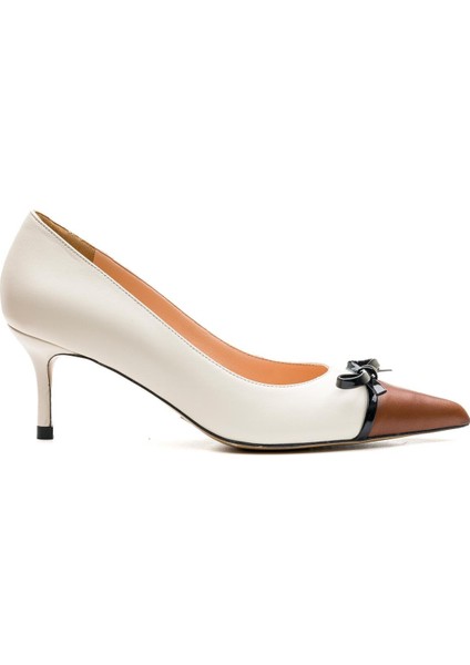 Aranco Bej Hakiki Deri Kadın Stiletto & Abiye