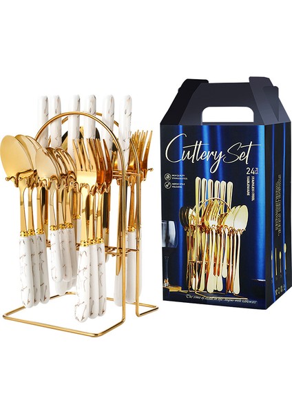 Vintage Western Cutlery 24 Parça Set Paslanmaz Çelik Çatal Bıçak, Çatal ve Kaşık (Yurt Dışından)