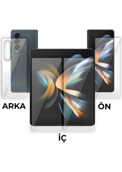Samsung Galaxy Z Fold 4 Ön-Iç-Arka Ekran Darbe Emici Kaplama ve Hd Ekran Koruyucu