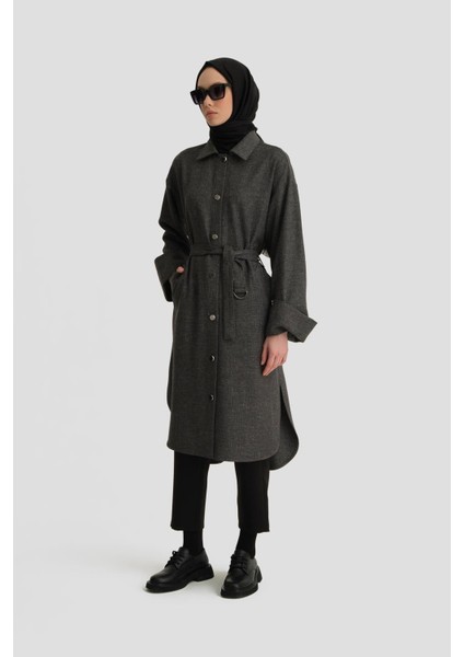Keten Karışımlı Giy Çık 24K5601 Gri Melanj