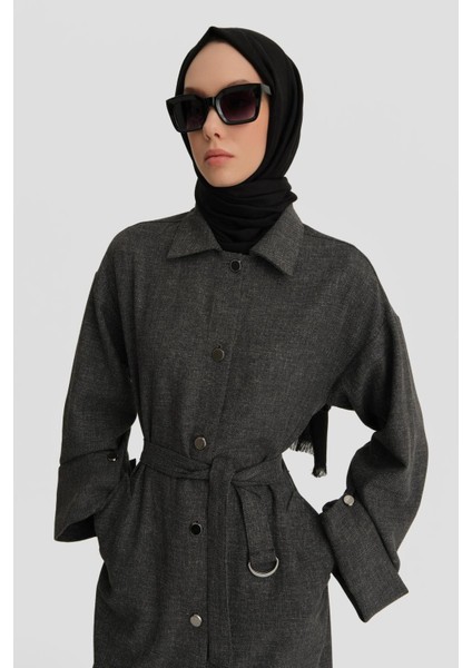 Keten Karışımlı Giy Çık 24K5601 Gri Melanj fırsatları