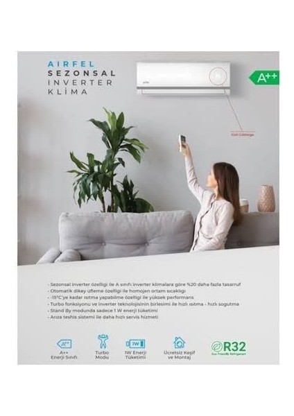 Airfel LRXM35N 12000 Btu R32 A++ Inverter Duvar Tipi Klima