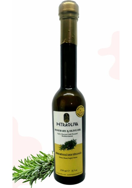 Biberiye Aromalı Erken Hasat Soguk Sıkım Zeytinyagı 250ML Cam Şişe Damlatmalı