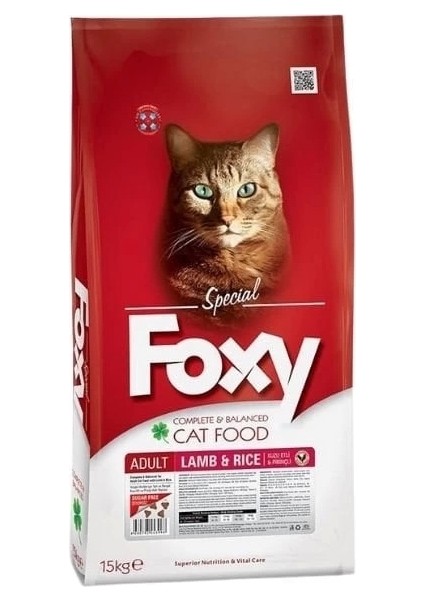 Foxy Kuzulu ve Pirinçli Yetişkin Kedi Maması 15 kg