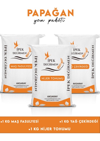 3 kg Premium Papağan Yemi Maş Fasulyesi Yağ Çekirdeği Nijer Tohumu